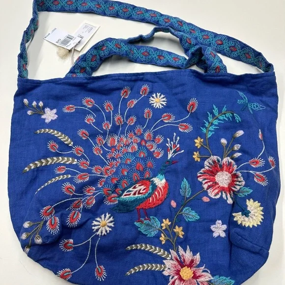 Johnny Was Bags Nwt 25 Johnny Was Grace Embroidered Linen Tote